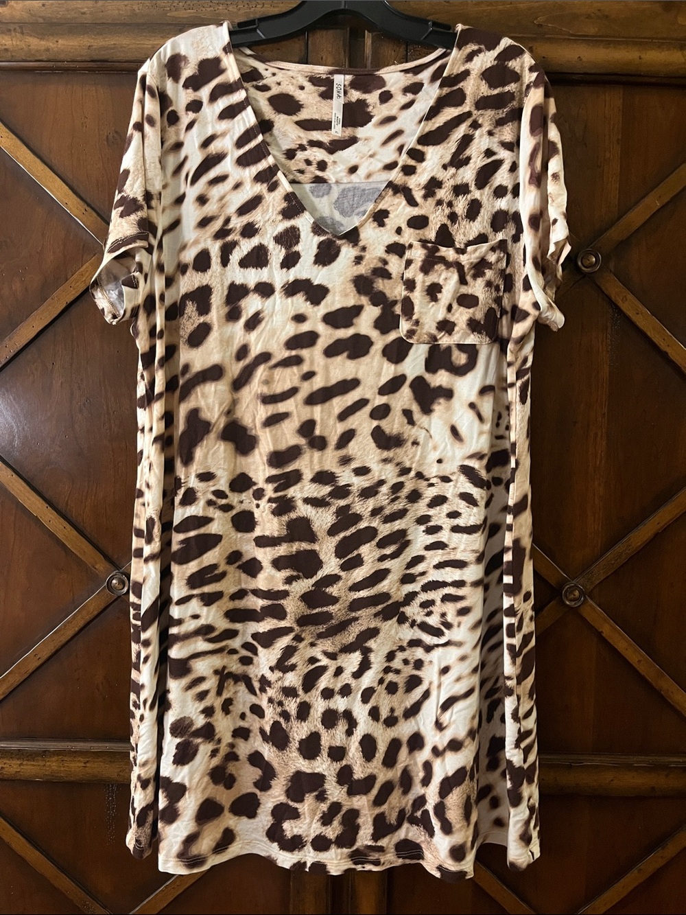 Soma Leopard Print Short Sleeve Nightshirt in Cream and Brown